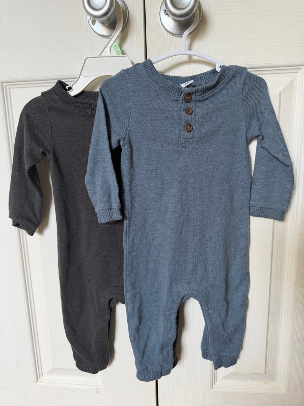 Old Navy Blue and Charcoal Knit Baby One-Piece Duo